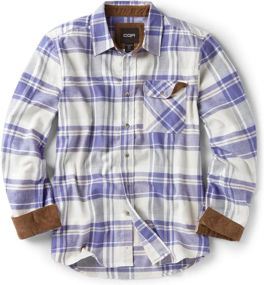 Men'S All Cotton Flannel Shirt, Long Sleeve Casual Button down Plaid Shirt, Brushed Soft Outdoor Tactical Work Shirts