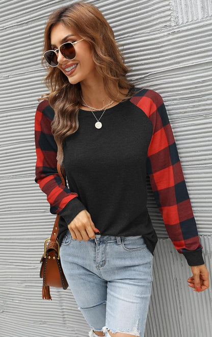 Womens Long Sleeve Tops Crew Neck Casual Shirts Fashion Loose Fit Trendy Outfits Clothes