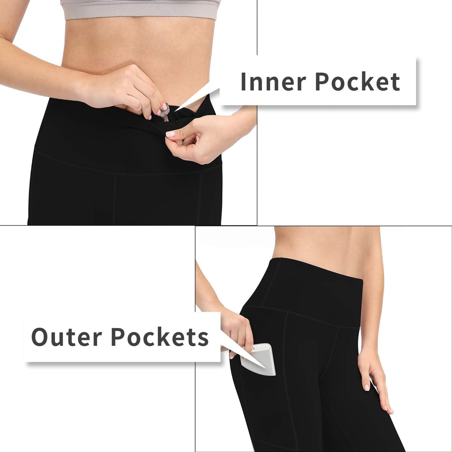 High Waist Yoga Pants with Pockets, Workout Pants for Women, Yoga Leggings with Pockets Black