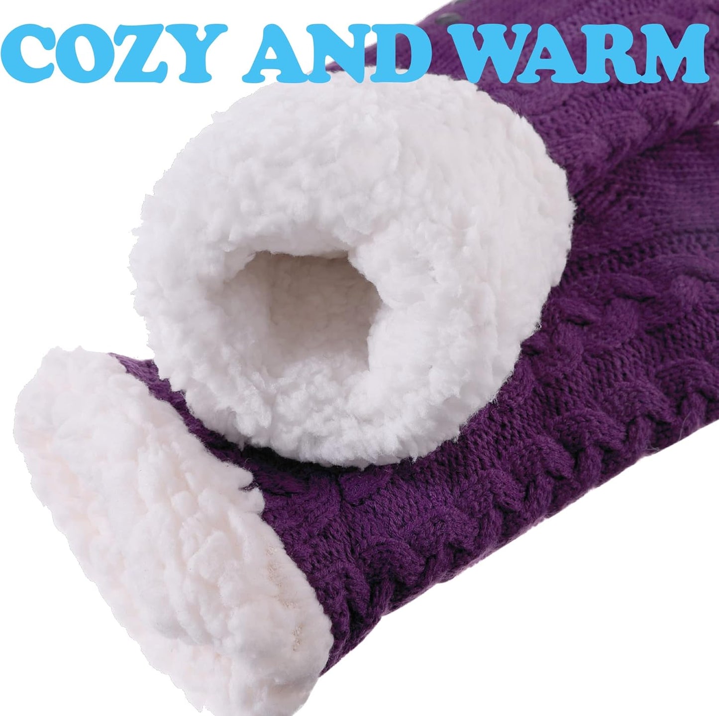 Women'S Winter Super Soft Warm Cozy Fleece Lined Fuzzy Slipper Socks with Grippers