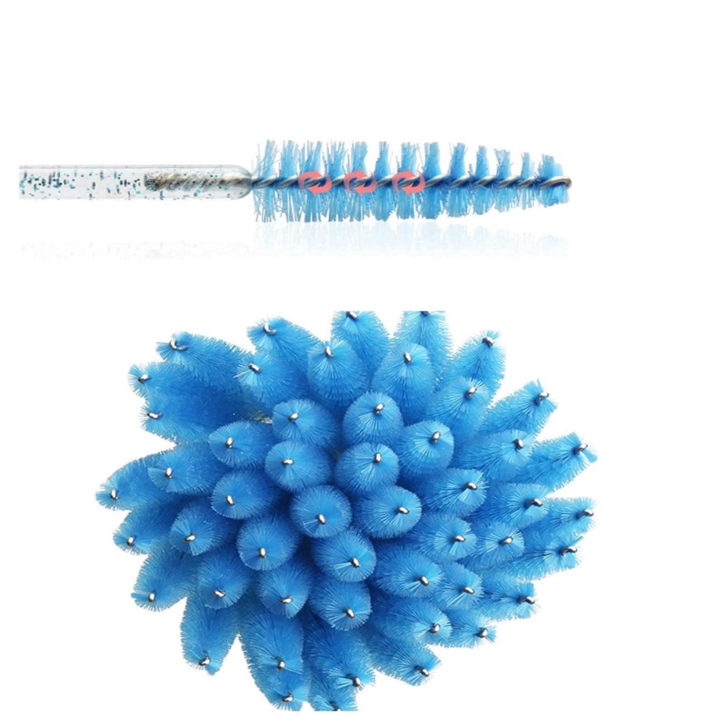 100 Pcs Crystal Eyelash Brush Mascara Wands Disposable Eyebrow/Lash Brushes for Eyelashes Extensions Eye Makeup Kit Lashes Applicator Tool Spoolies (Crystal Blue)