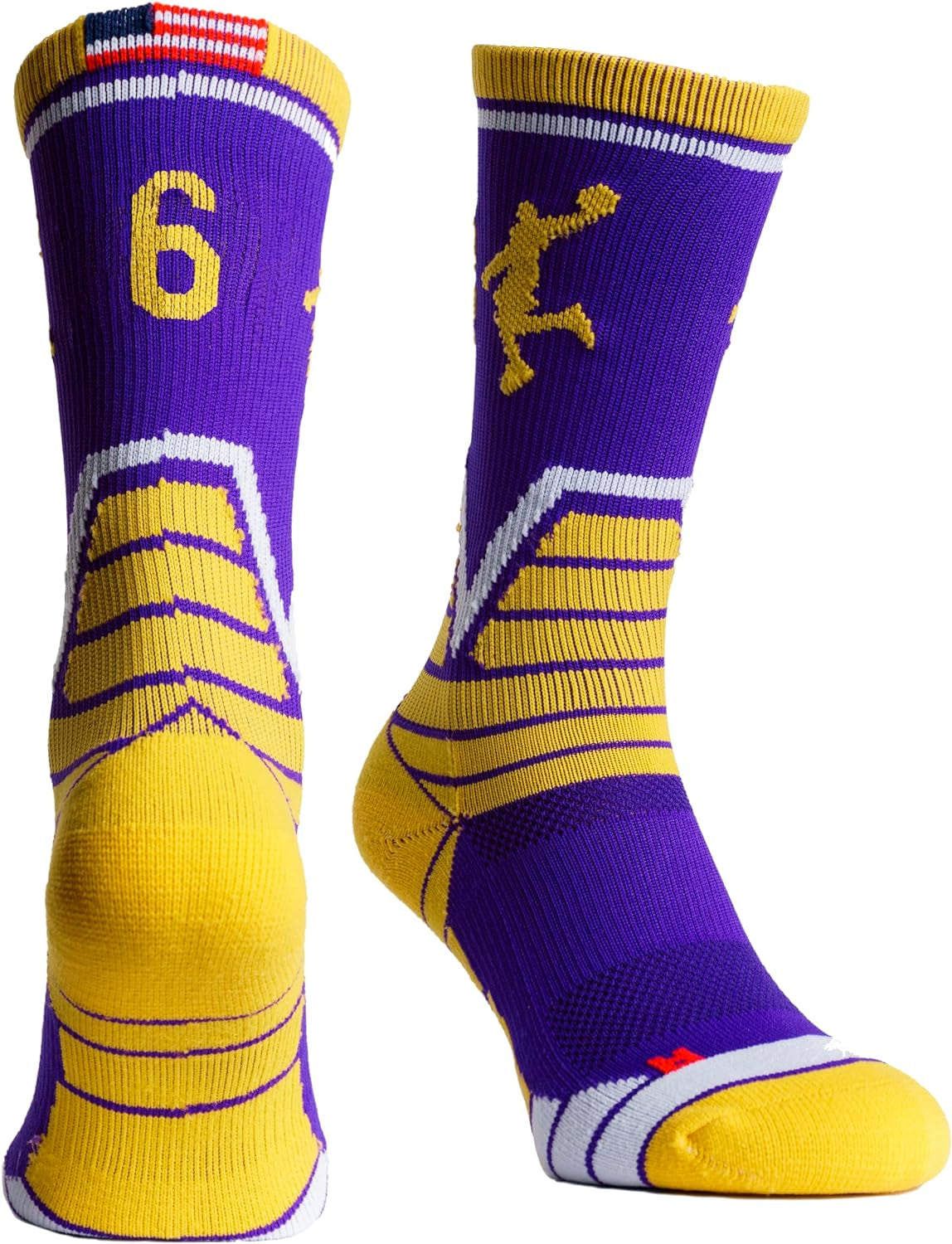 Youth Boys Basketball Socks Sports Athletic Crew Socks with Basketball Arm Sleeve - Made in USA