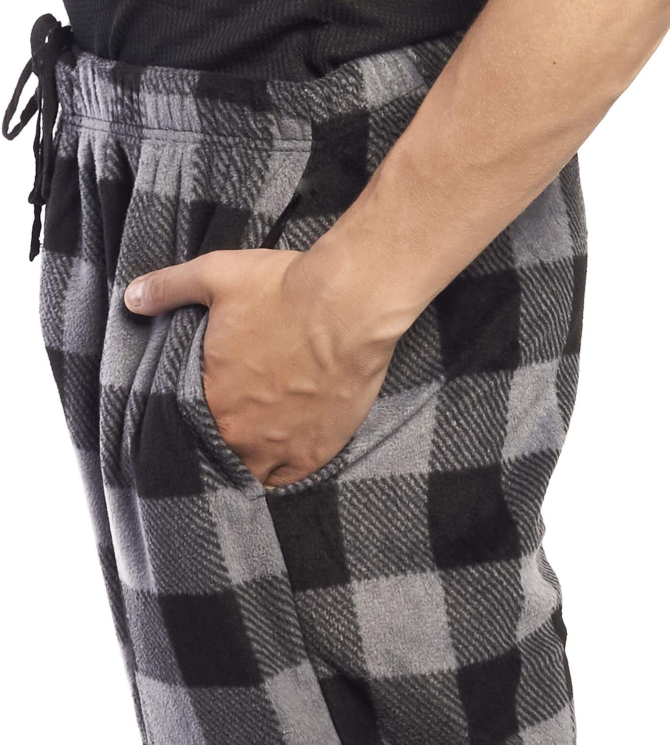 1Pack or 3Pack Mens PJ Pajama Pants Bottoms Fleece Lounge Pants Sleepwear Plaid Pjs with Pockets Microfleece