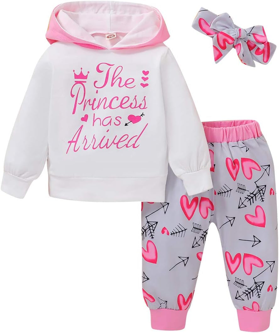 Baby Girl Clothes,Hooded Long Sleeve Printed Leopard Pants Headband Sweatshirt Toddler Outfit Clothing Sets