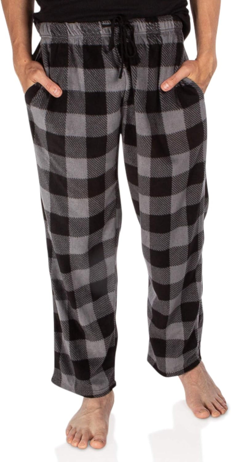 1Pack or 3Pack Mens PJ Pajama Pants Bottoms Fleece Lounge Pants Sleepwear Plaid Pjs with Pockets Microfleece