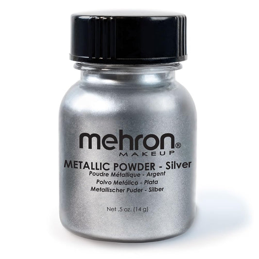 Makeup Metallic Powder | Metallic Chrome Powder Pigment for Face & Body Paint, Eyeshadow, and Eyeliner .5 Oz (14 G) (Silver)