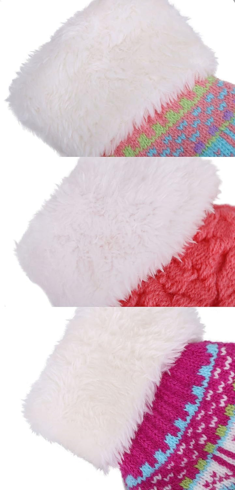 3 Pairs Kids' Sherpa Lined Knit Mittens Boys Girls Winter Gloves