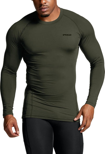 Men'S UPF 50+ Long Sleeve Compression Shirts, Athletic Workout Shirt, Water Sports Rash Guard