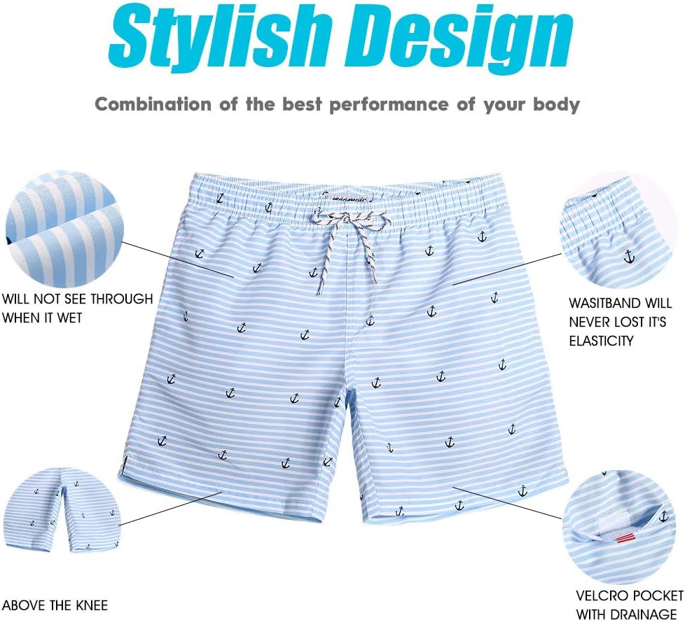 Mens Slim Fit Swim Shorts Swim Trunks 7 Inch Quick Dry Mens Bathing Suits with Mesh Lining