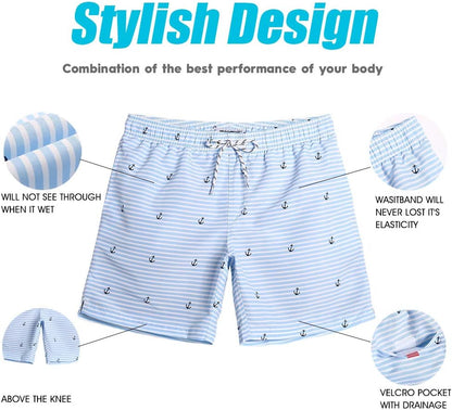 Mens Slim Fit Swim Shorts Swim Trunks 7 Inch Quick Dry Mens Bathing Suits with Mesh Lining